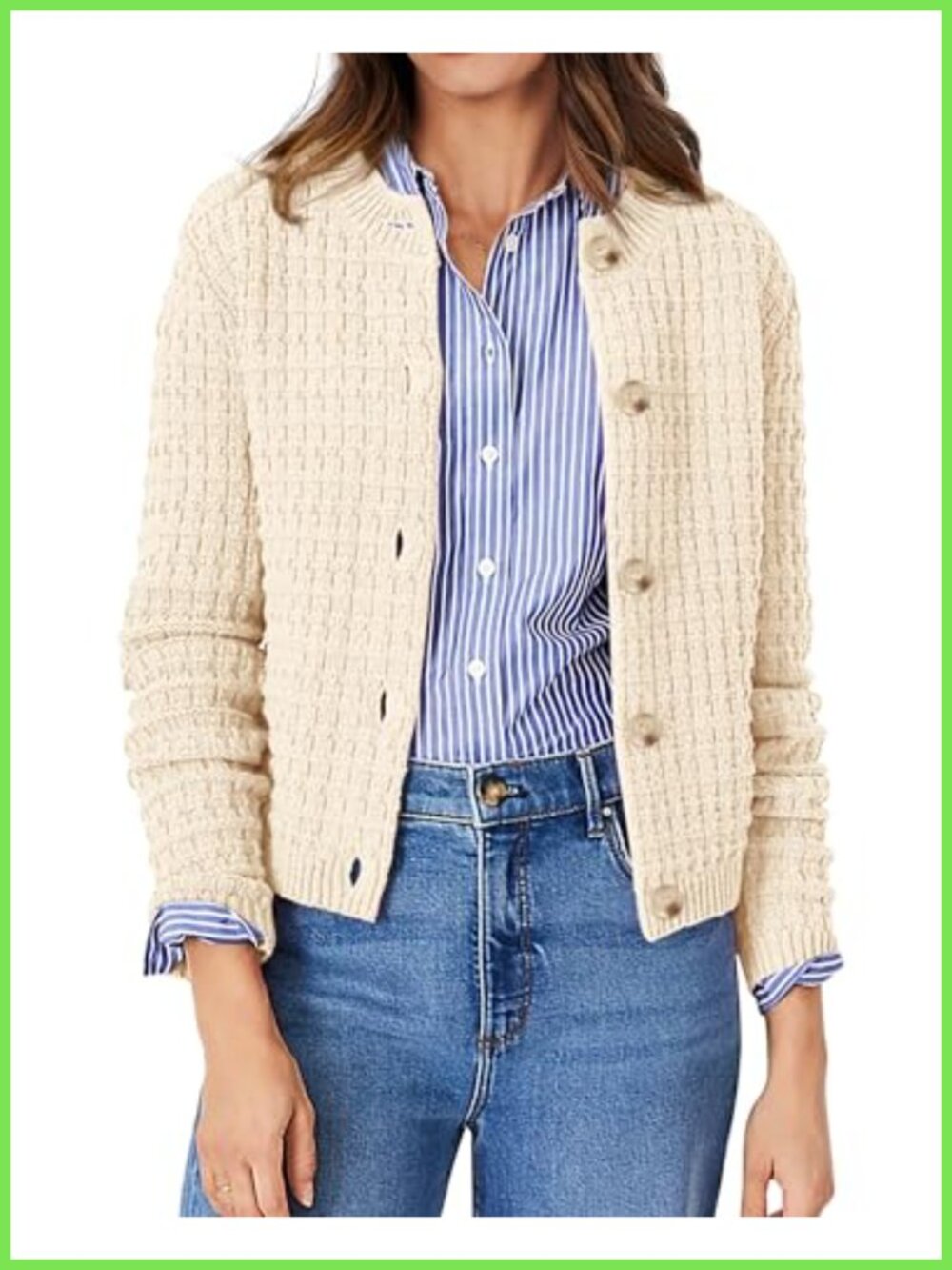 Women's Lightweight Cotton Button Up Open Front Cardigan Sweater